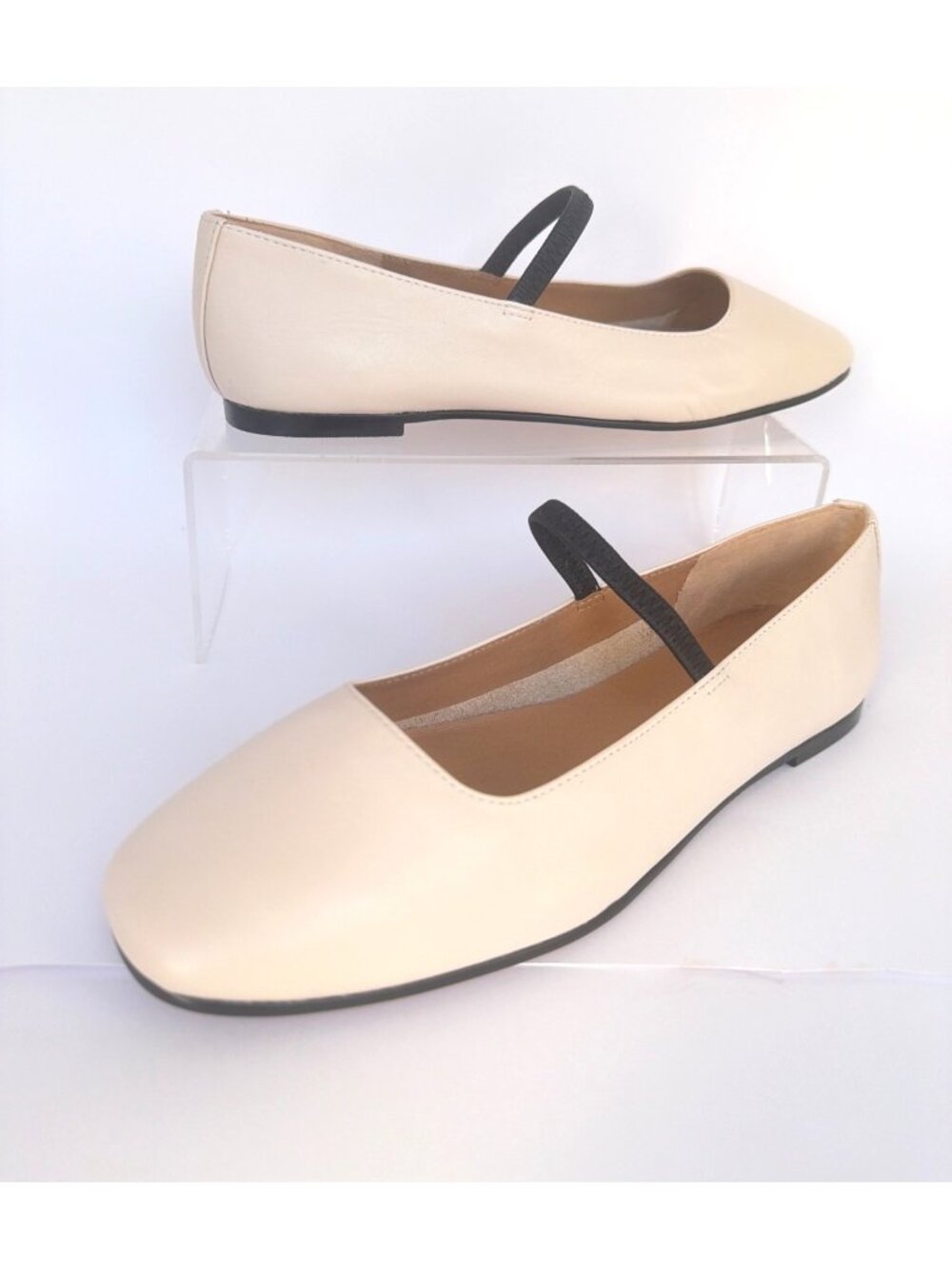 Madewell The Greta Leather Ballet Flats Ivory Ecru Mary Janes Size 7.5
